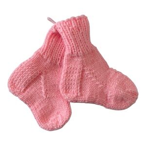Hand made Girls Knitting Pink 100% Acrilic Socks, 1-2 years.